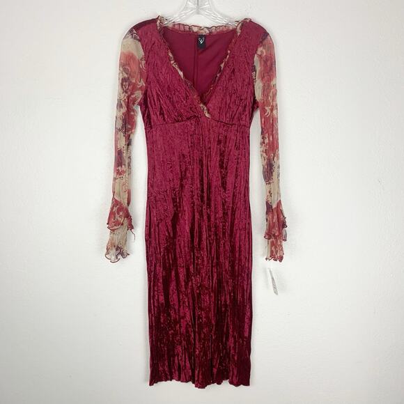 Vintage Windsor Babyoll Dress Womens Medium Whimsigoth Velvet Sheer Flare Sleeve - Picture 1 of 11